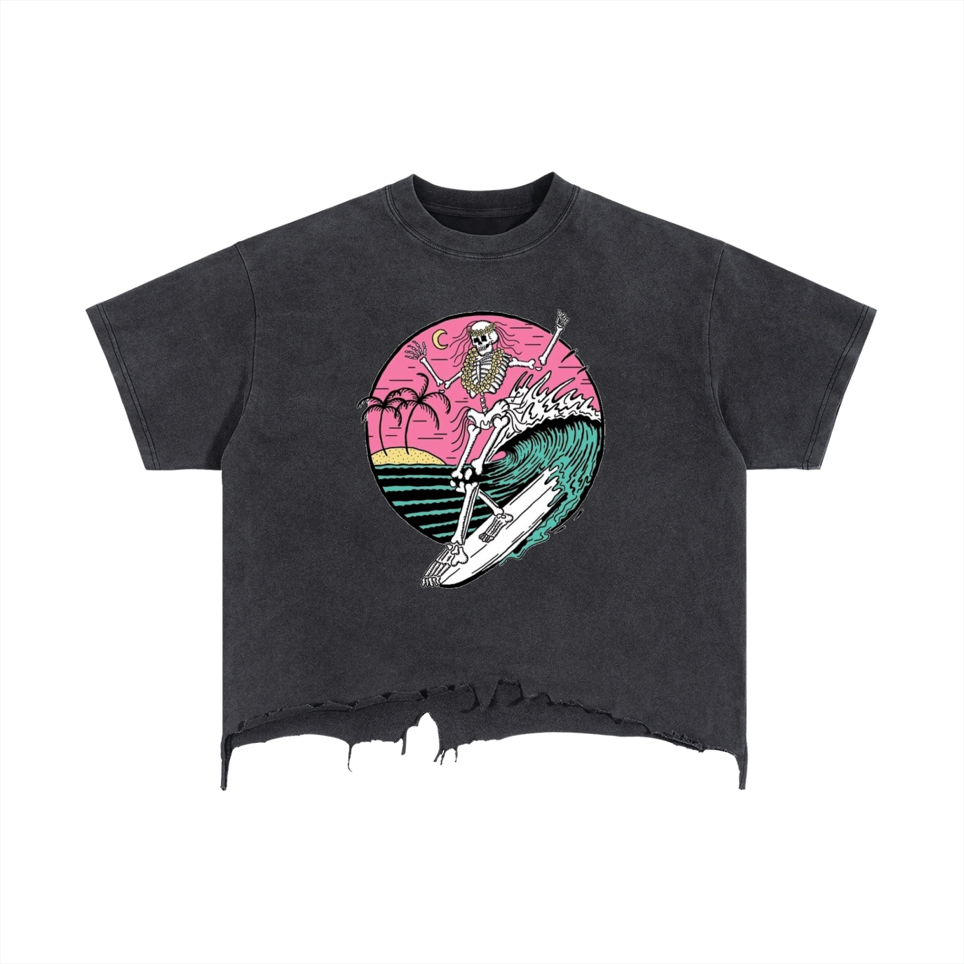 Vintage Wash Boxy Distressed Hem T-Shirt