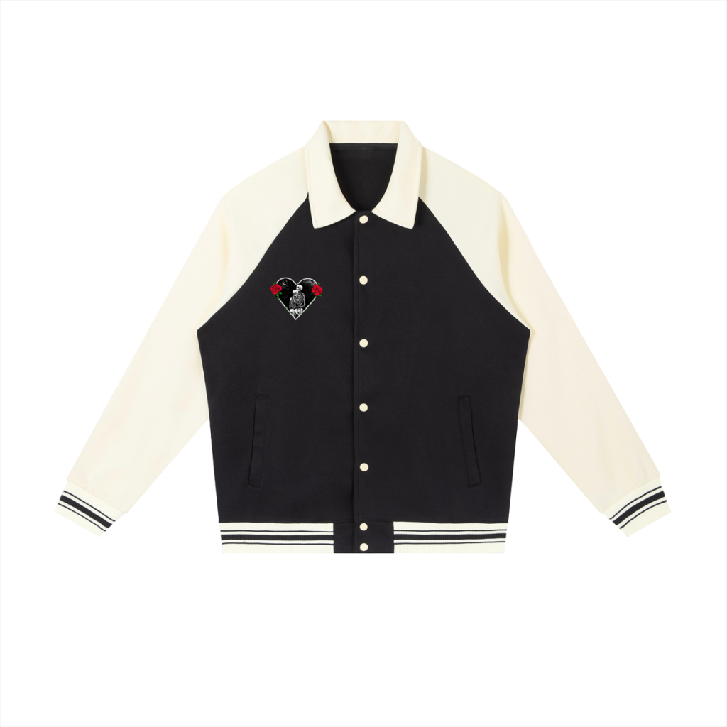 Contrast Raglan Sleeve Baseball Jacket