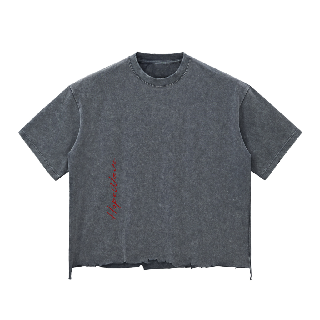 Snow Wash Raw-Hem Boxy T-shirt