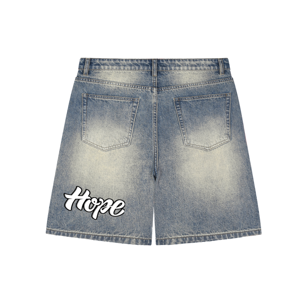 Faded Distressed Baggy Denim Shorts