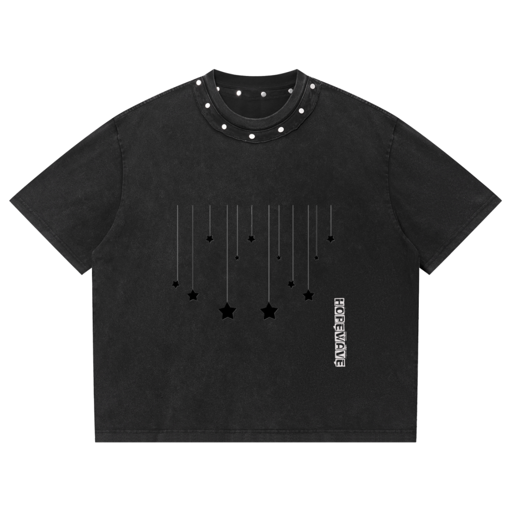 Unisex Washed Boxy Studded T-Shirt