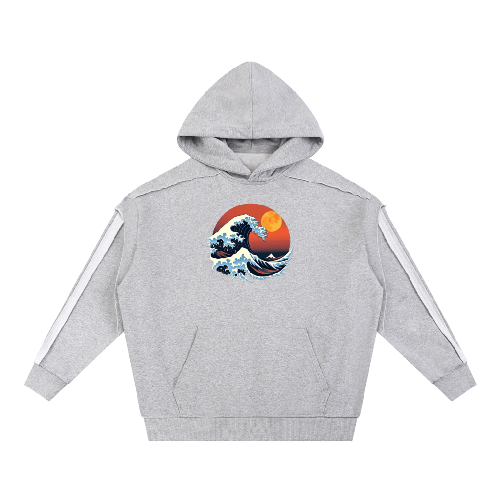 Contrast Tape Raw Edge Double Layered Hoodie