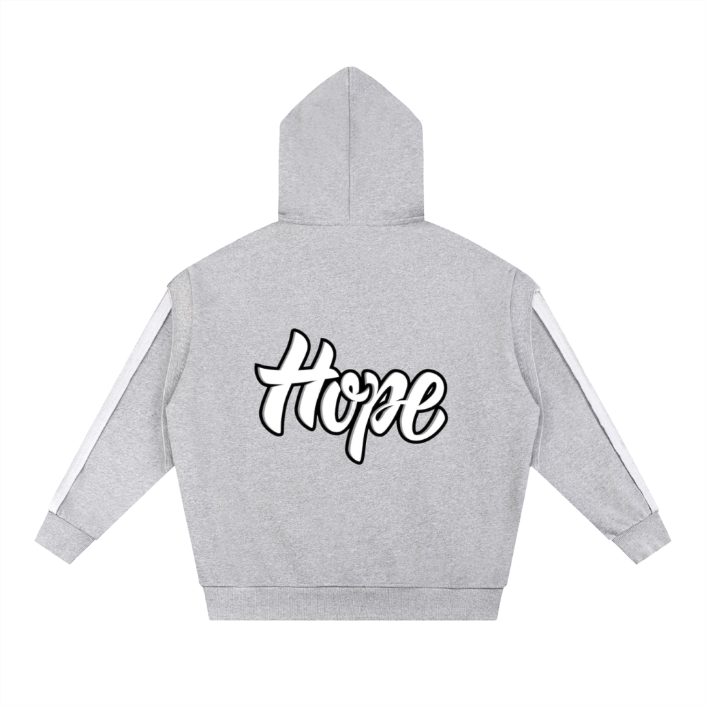 Contrast Tape Raw Edge Double Layered Hoodie