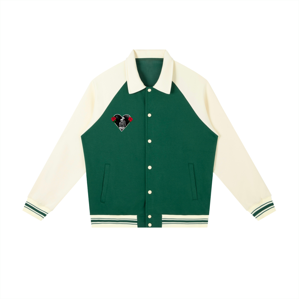 Contrast Raglan Sleeve Baseball Jacket